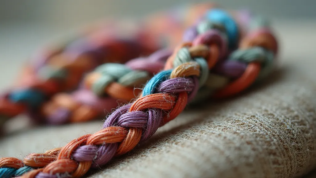 Close-up detail of an antique Kumihimo braid