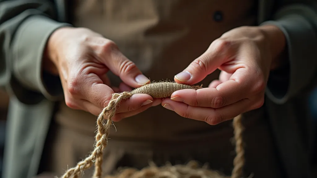 An artisan's hands handling antique Kumihimo