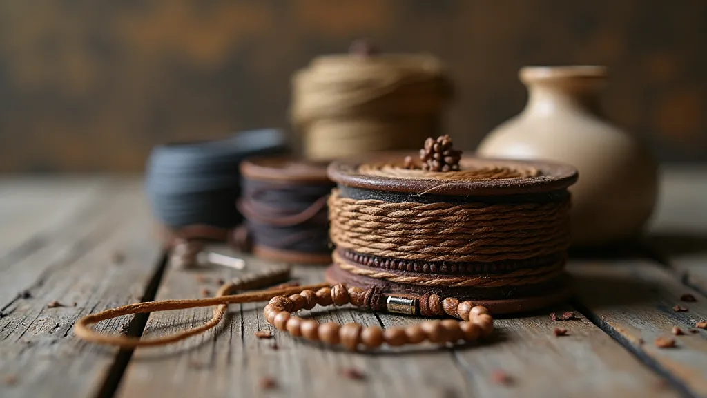 Antique Kumihimo cords displayed on wood