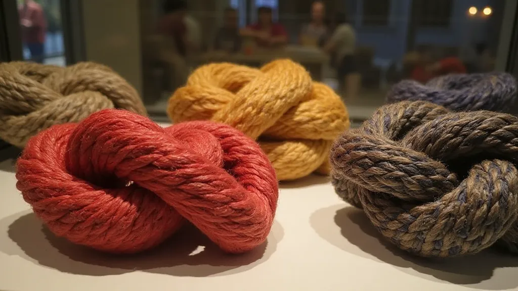 Antique Kumihimo braids in a museum display case