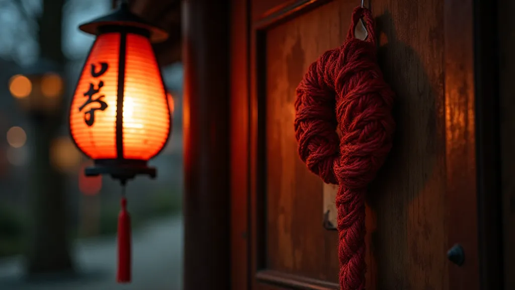 A Kumihimo braid decorating a Japanese shrine.