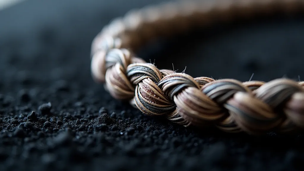 A completed Kumihimo braid with a spiral pattern