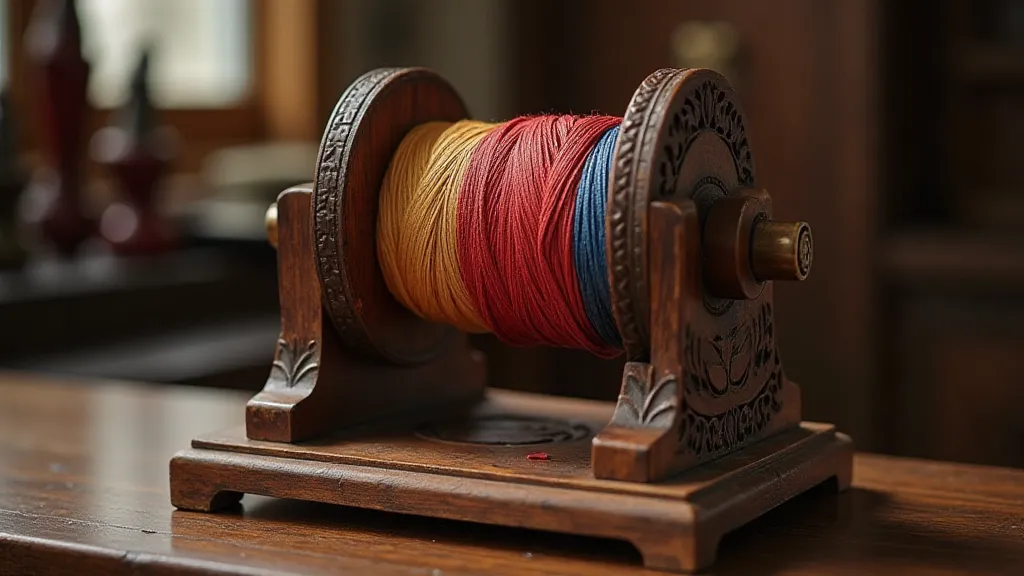 Antique Kumihimo braiding stand details